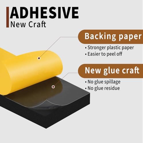 Yotache High Density Adhesive Foam Tape 2 Rolls 1" W X 3/4", (New Adhesive Craft) Weather Stripping Gasket Seal, Shockproof, Furniture Protective, 13 Ft Length (2 X 6.5 Ft Each)