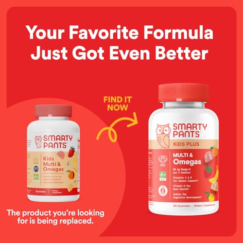 SmartyPants Kids Multivitamin Gummies: Omega 3 Fish Oil (EPA/DHA), Vitamin D3, C, Vitamin B12, B6, A, K & Zinc for Immune Support, Biotin, Gluten Free, Three Fruit Flavors, 120 Count (30 Day Supply)