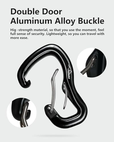 Heavy Duty Carabiner Clip Hook 8KN (1763 lbs), 2 PCS Ultra-Light Aluminum Caribeaners with Double Door D Ring Shape, for Hammock, Camping, Hiking, Backpacking, Dog Leash, Keychain Clip