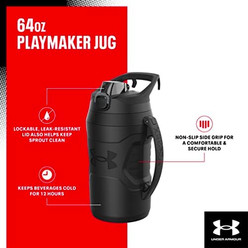 Under Armour Half Gallon Water Bottle Insulated, 64oz Insulated Water Bottle with Handle, Sports Water Jug, Fence Hook, Leak Resistant, for Baseball, Football & More
