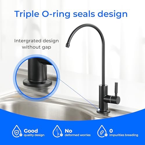 Waterdrop Filtered Water Faucet for Kitchen Sink, Reverse Osmosis, Stainless Steel, Black