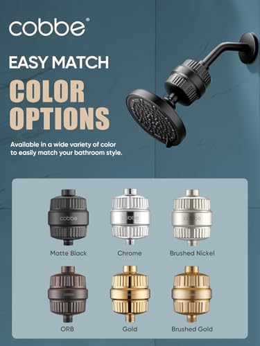 Cobbe Shower Filter for Hard Water Shower Head Filter - with 2 Replaceable Filter Cartridges - High Output Shower Water Filter for Removing Chlorine and Harmful Substance, Brushed Nickel