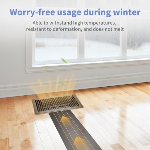6x12 Inch Floor Register - Heavy Duty Steel Walkable Floor Vents - Easy Adjust Air Supply Lever - Vent Covers for Home (Brown)