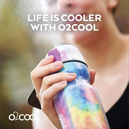 O2COOL Mist 'N Sip Misting Water Bottle 2-in-1 Mist And Sip Function With No Leak Pull Top Spout Reusable Sports Water Bottle - 20 oz (2 Pack Basketball)