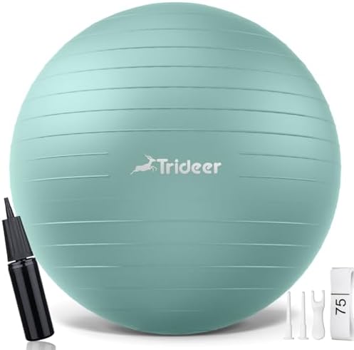 Trideer Yoga Ball - Exercise Ball for Workout pilates Stability - Anti-Burst and Slip Resistant for physical therapy, Birthing, Stretching & Core Workout, Office Ball Chair, Flexible Seating, Home Gym