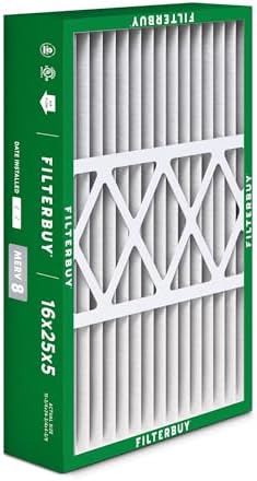 Filterbuy 16x25x5 Air Filter MERV 8 Dust Defense (2-Pack), Pleated HVAC AC Furnace Air Filters for Honeywell FC100A1029, Lennox X6670, Carrier, & More (Actual Size: 15.75 x 24.75 x 4.38 Inches)