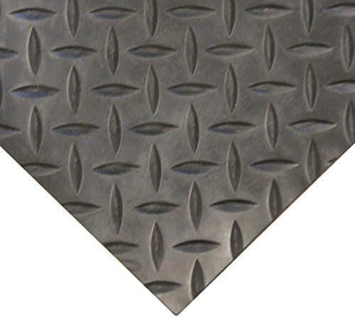 Rubber-Cal Diamond-Plate Rubber Flooring Rolls - 3 mm x 4 ft x 7 ft Rolls - Black