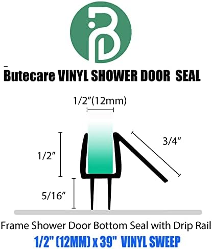 2-Pack Butecare Frameless Shower Door Bottom Seal for Glass Doors – Stop Shower Leaks and Create a Water Barrier (1/2” x 39”)