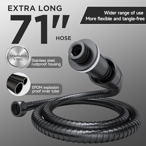 Veken Wide Rain Shower Head with 6 Modes Handheld Water Spray,High Pressure Showerhead Combo with Arm for Bathroom Accessories,Home Decor Adjustable Dual Shower with Anti-Clog Nozzles,Matte Black