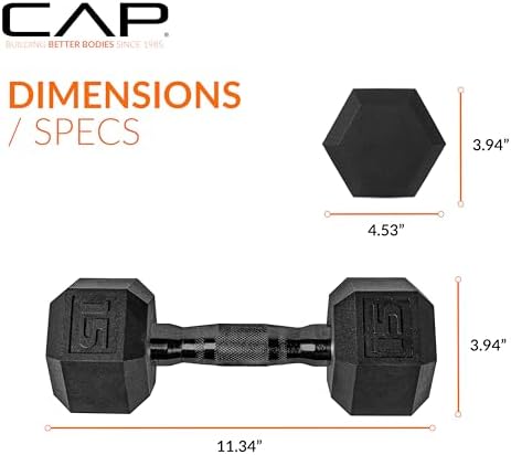 CAP Barbell Coated Hex Dumbbell Weight | Multiple Options