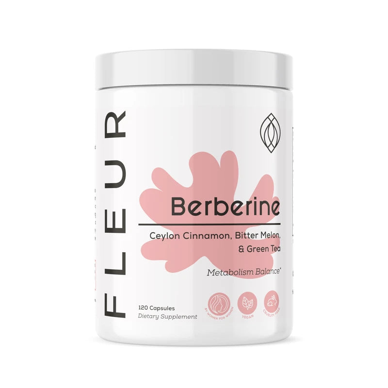 FLEUR Berberine HCL with Organic Cinnamon, Bitter Melon & Green Tea Extract, Supports Heart, Digestive, and Immune System, Vitality Support for Men and Women, Non-GMO & Vegan, 120 Capsules