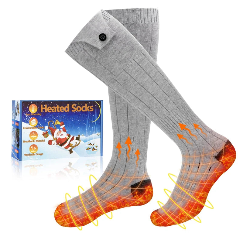 Heated Socks, Heated Socks for Women Men, 5000mAh Rechargeable Electric Heated Socks Up to 8 Hours, Washable Winter Warm Socks for Outdoors Work Fishing Hunting Skiing Riding (Gray)
