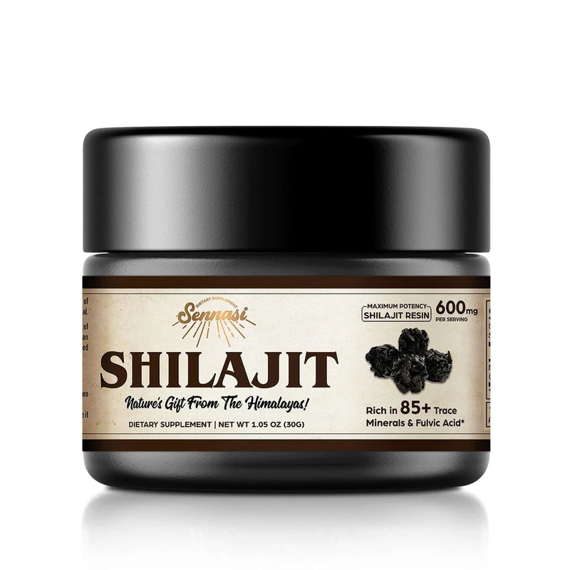 Sennasi Shilajit Pure Himalayan Organic Shilajit Resin - 600mg Maximum Potency Natural Organic Shilajit Resin with 85+ Trace Minerals & Fulvic Acid for Energy, Immune Support, 30 Grams (1 Pack)