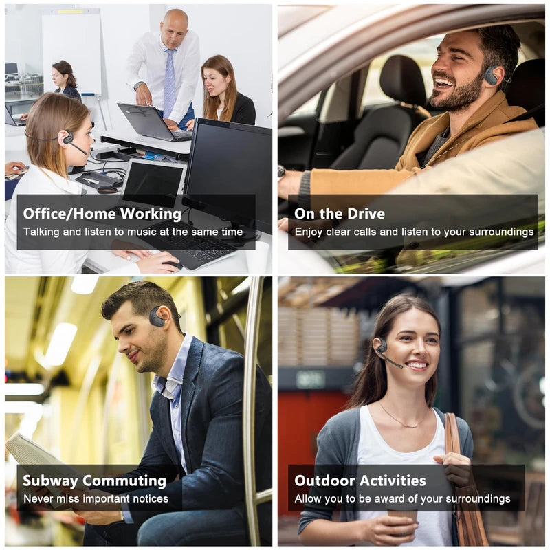 Giveet Bluetooth 5.3 Headset with Detachable Microphone, DSP Noise Cancelling Wireless Headset for Phone PC Laptop, Open Ear Comfort Headphones for Office Home Working Driving Running, 12 Hrs Playtime