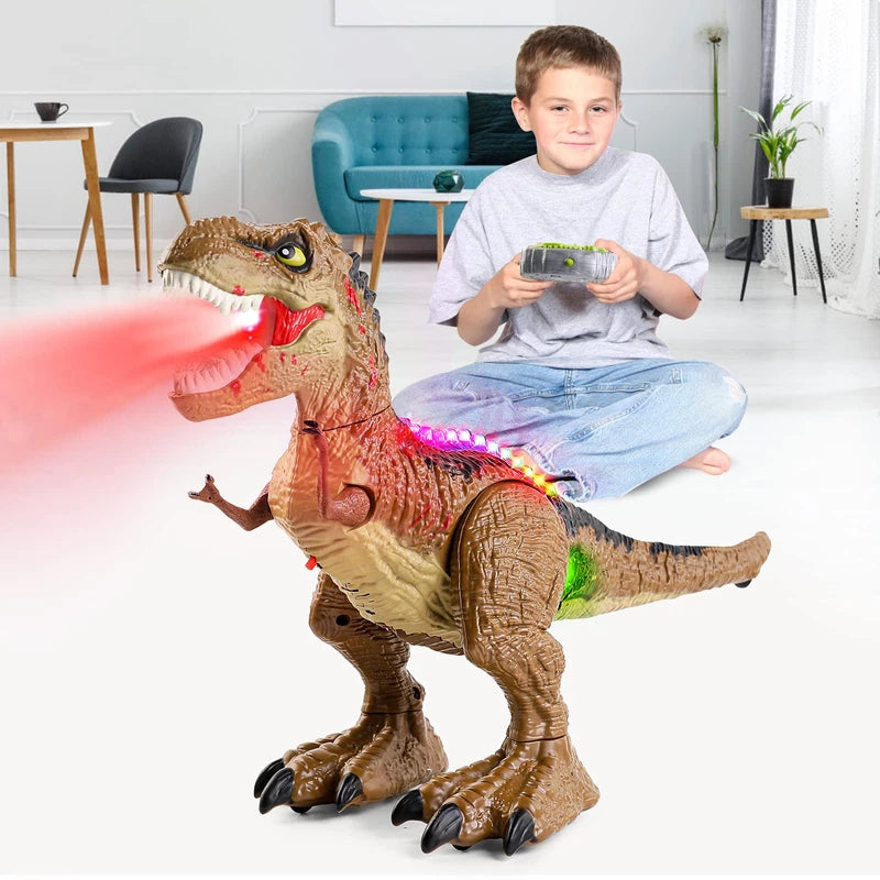BAZOVE Remote Control Dinosaur Toys for Boys, Electric T-rex Dinosaur Robot Toy, 2.4Ghz RC Walking Dinosaur Toy with Rotation Stunt, LED Light & Sound, Gifts for Kids 3-5 Years Old