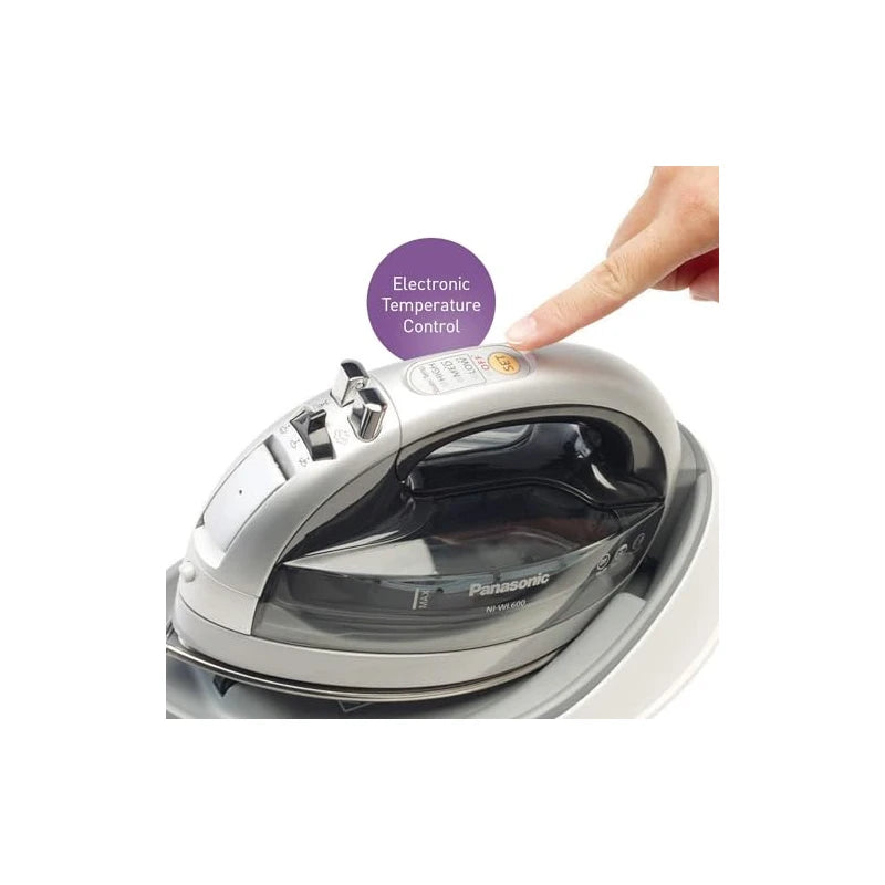 Panasonic Panasonic NI-WL600 Cordless Steam/Dry Iron, 1500W Wide Stainless Steel Plate, Silver/Black