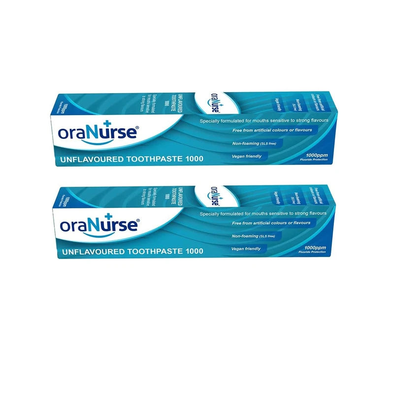 Oranurse Unflavoured Toothpaste 2 Pack for Kids and Adults Non Flavoured Toothpaste with 1000ppm Fluoride for Sensitive Mouths | Non Foaming SLS Free Adults and Kids Toothpaste | 50ml