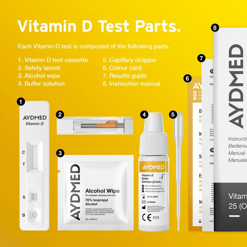2 x AYDMED Vitamin D Tests | Vitamin D Test Kit for Home Self-Test Blood Screening of Vitamin D Deficiency | Vitamin D Test | Results in 10 Minutes | Expert Accuracy | CE Certified
