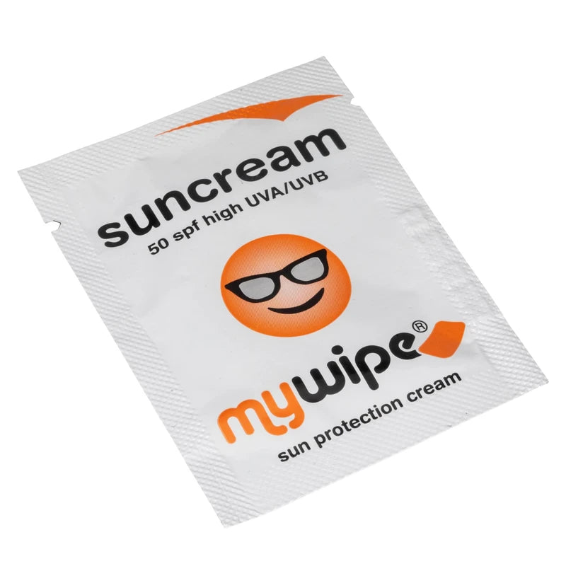 MYWIPE SPF 50 Sun Cream Sachets Single Use Pocket Size for Travel, Festivals, Cycling, Sun & Ski x 20