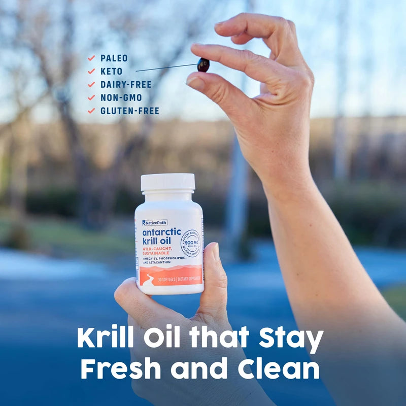 NativePath NativePath: Antarctic Krill Oil - Wild-Caught Krill Omega-3 Fatty Acids with EPA and DHA - 30-Day Supply - Supports Your Joint, Heart, Brain and Immunity - Pure Formula, No Fishy Taste