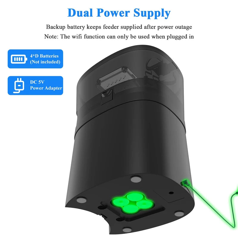 HoneyGuaridan 4.5L Automatic Cat Feeder for 2 Cats,Wi-Fi Smart Pet Feeder,Timer Cat Food Dispenser for Cats & Dogs, APP Control,Desiccant, Voice Recorder,Stainless Steel Bowl (Black)