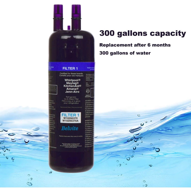 W10295370a Water Filter Compatible with Whirlpool Refrigerator Water Filter 1,W10295370,EDR1RXD1,P4RFWB,Kenmore 46-9081,Kenmore 46-9930(3 Pack,Blue)