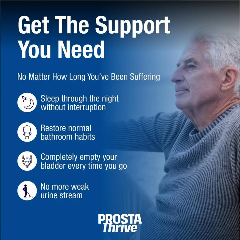 ProstaThrive - Experience Restful Nights, Boosted Energy in The Morning, Healthy Bathroom Habits, and a Robust Urine Stream - Revitalize Your Prostate Health - 60 Capsules - 1Pack