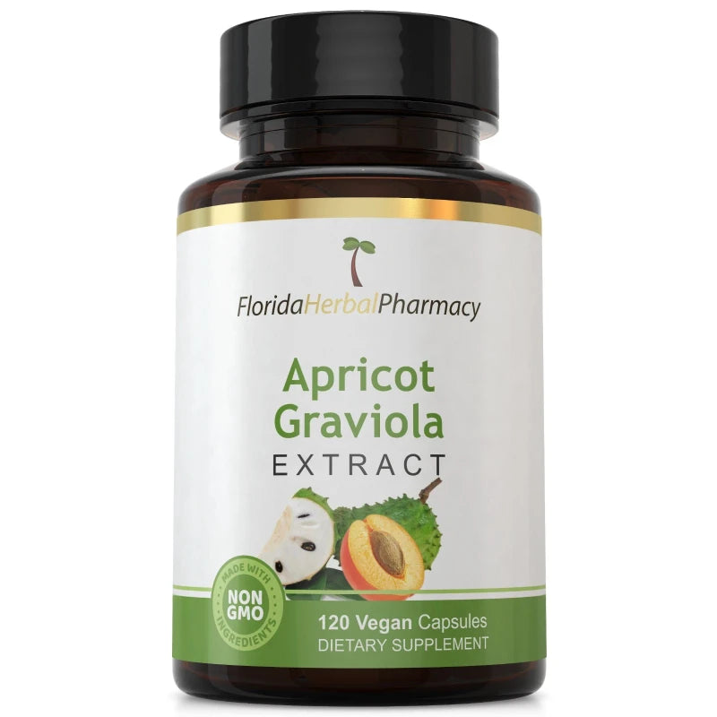 Florida Herbal Pharmacy Apricot - Graviola Extract Capsules 10:1 Supplement (120 Capsules) - 3 Bottles
