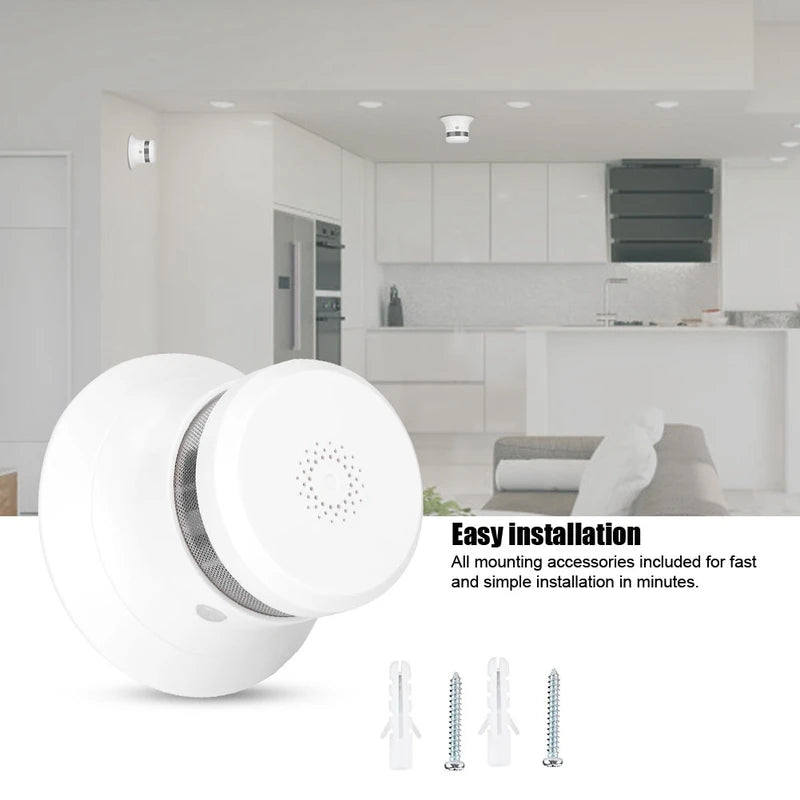 80dB Mini Wireless Photoelectric Smoke Detector Fire Protection Alarm Sensor for Home Security