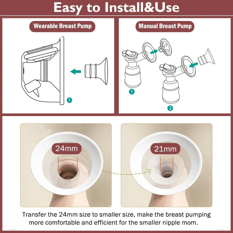 Flange Insert 14pcs 13/15/17/18/19/20/21mm*2 Compatible with Momcozy S12 Pro/S9 Pro/S10/S12/Spectra/Medela/Bellababy/Lansinoh/TSRETE/Willow 24mm Breast Pump,Reduce 24mm Tunnel Down to Correct Size
