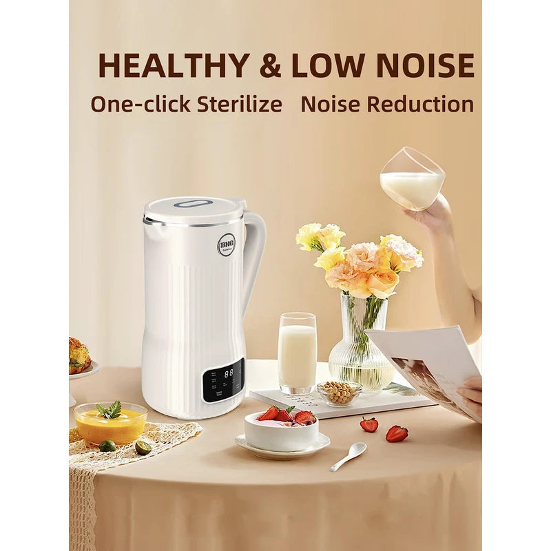 BUAIAHUG 20oz Nut Milk Maker Machine - Multi-Functional Automatic Almond with 10 Blades, Plant-Based, Oat, Soy, and Dairy Free Beverages 12 Hours Timer/Auto-clean/Room Temp/Keep Warm/Boil, White