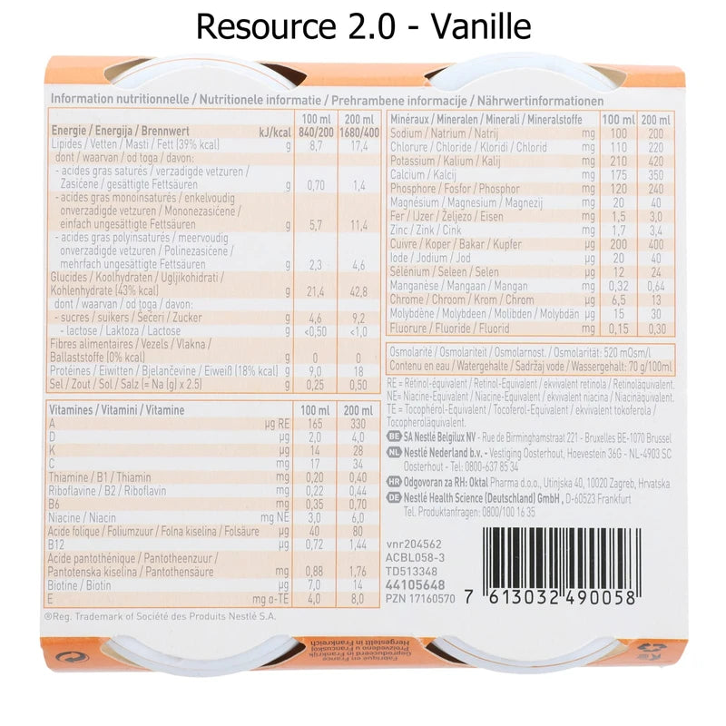 Nestlé resource 2.0, 24 x 200 ml, mixed box