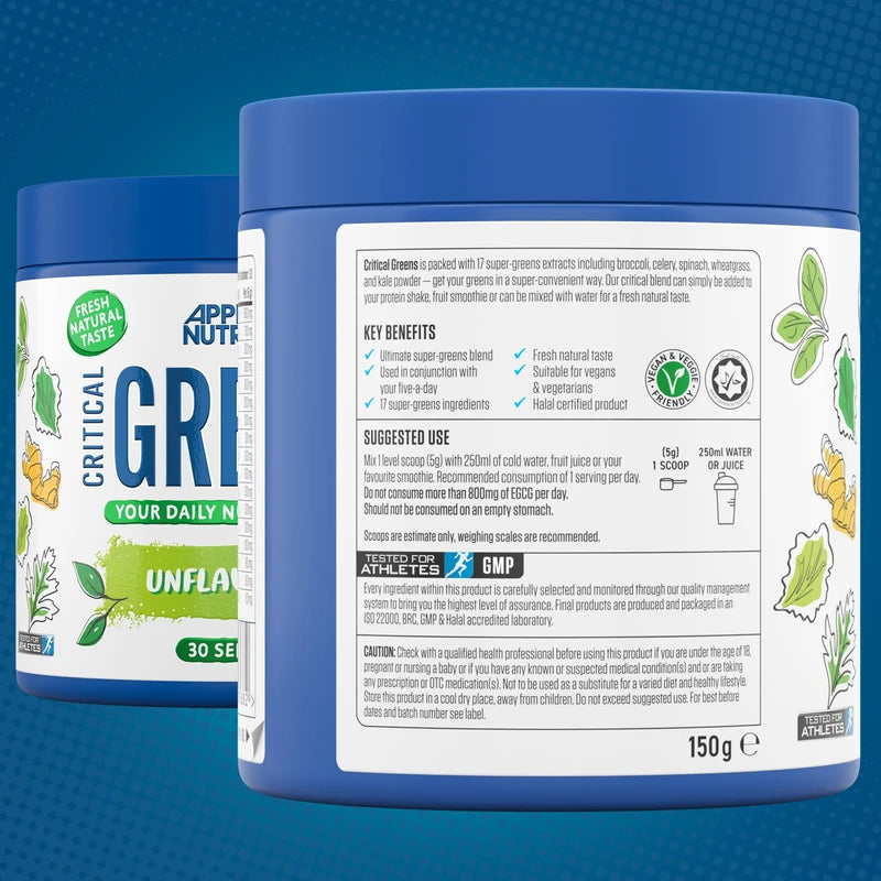 Applied Nutrition Critical Greens - Super Greens Powder, Boost Your Immune System with Superfood Nutrients, Natural Super Greens Taste, Vegan Friendly (150g - 30 Servings)