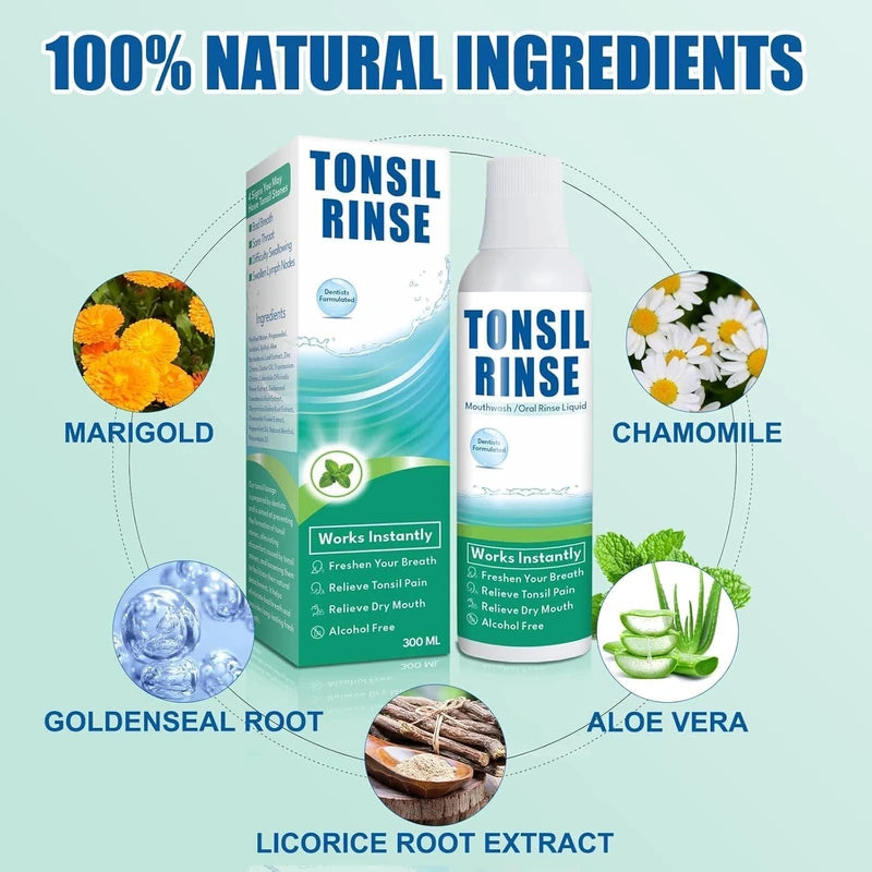 Tonsil Rinse-Tonsil Stone Remover Mouthwash,Natural Mouthwash Soothe Tonsils,Fight Bad Breath,Relieve Dry Mouth-Alcohol-Free,Breath Freshening,Mint Flavor-10 FL OZ