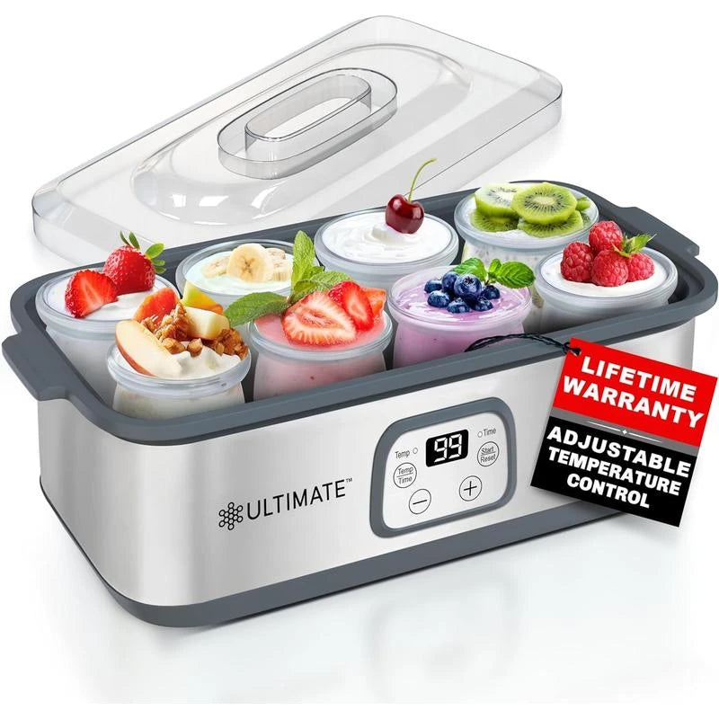 Ultimate Probiotic Yogurt Maker with Adjustable Temperature Control - Make Trillions of Live Probiotics - LIFETIME WARRANTY - material: With Eight 6oz Jars