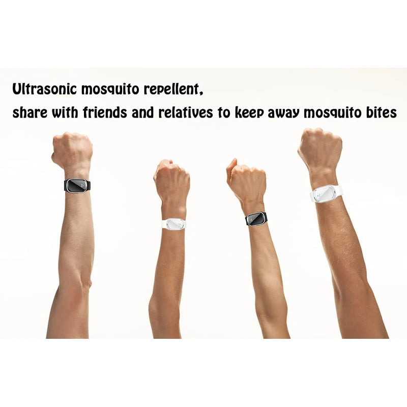 Wskvlcg Ultrasonic Mosquito Repellent Bracelet Watch, USB Rechargeable Anti Mosquito Repeller Wristband Suitable for Adults and Kids - Mosquito Insect Repellent Band (2 Pack, White) (M1)