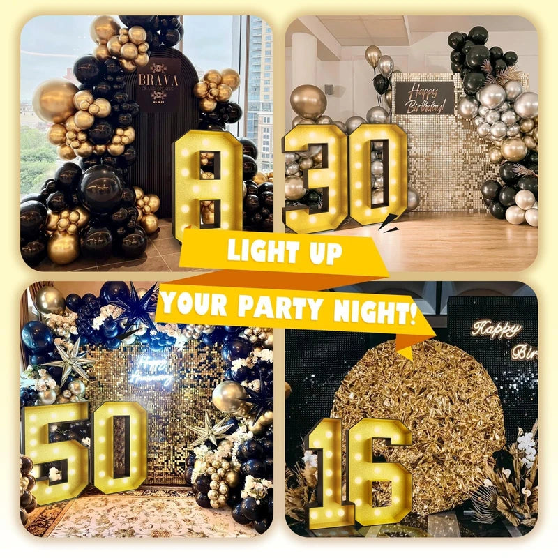 4FT Marquee 60 Numbers, Light Up 60 Glitter Gold Giant Marquee Mosaic Numbers Frame Light Up Numbers for 60th Birthday Party Decorations Mosaic Number 4,DIY Frame Pre-Cut Foam Board Kit