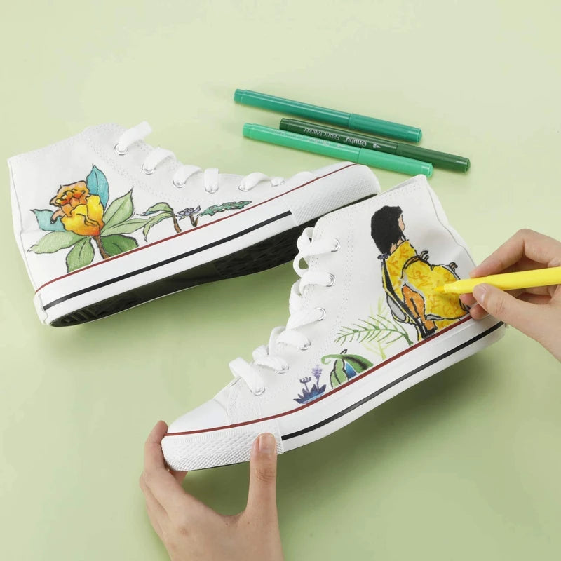 Ohuhu Fabric Pen 30 Colors Set Dyeing Pen Fabric Dyeing Pen Cloth Pen Color Pen Cloth Marker Fabric Marker Writing Fabric Writing Pen Writing on Cloth Pen Name Water Resistant Pigment DIY Handmade Handmade Clothes Jeans T-shirt Pants Bag Sneakers