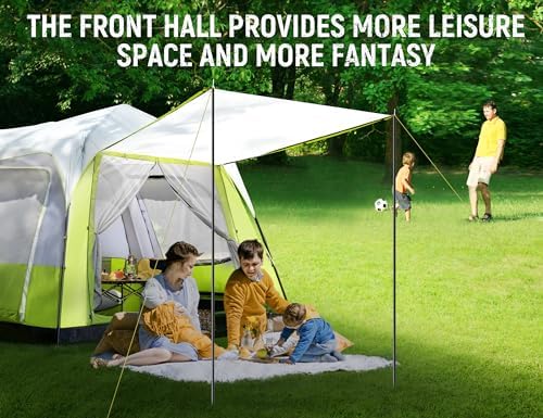 8/10 Person Instant Camping Tent, Pop-Up Family Tent for Instant Easy Setup, Spacious Interior, Includes Rainfly, Room Divider, Carry Bag, Backpacking Tents for Camping, Hiking, Sleepovers