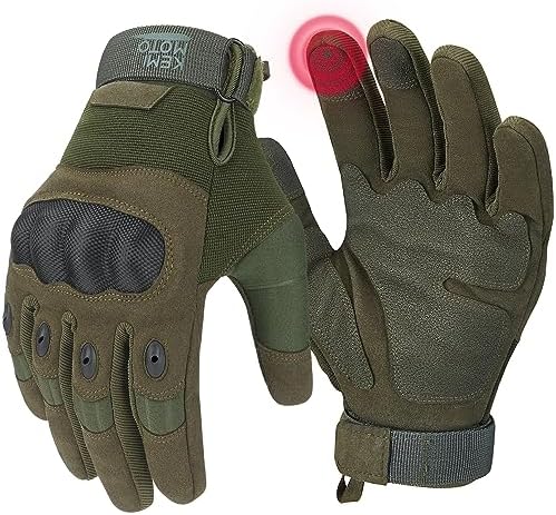 KEMIMOTO Tactical Gloves for Men, Touchscreen Motorcycle Gloves with Hard Shell & Palm Padding for Sports Motorcycle Cycling Tactical Airsoft Paintball Hunting Hiking Camping Climbing