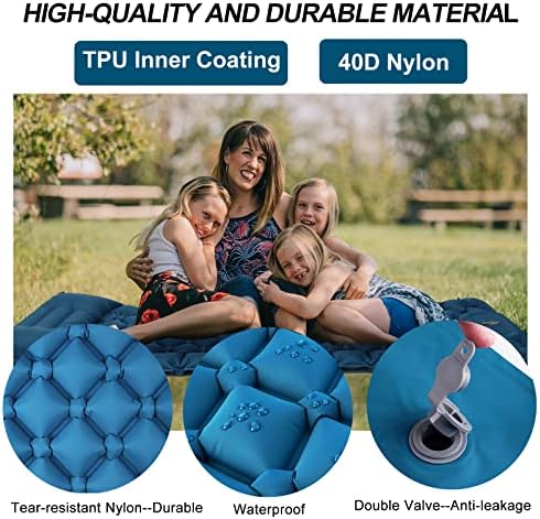 covacure Sleeping Pad for Camping - Ultralight Self-Inflating Camping Pad Mat with Built-in Foot Pump, Durable & Waterproof Camping Air Mattress for Hiking