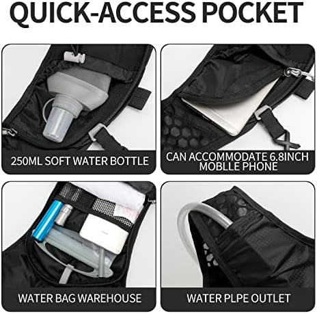 Hydration Pack Backpack, Lightweight Water Backpack with 2L Leakproof Hydration Bladder Daypack for Men Women,Running Hydration Vest for Outdoor Trail