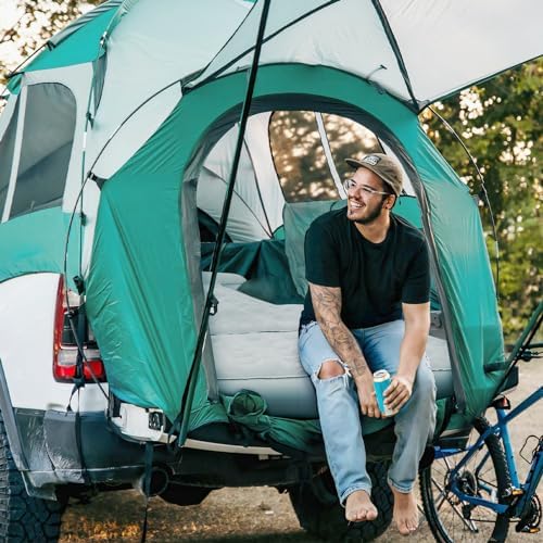 Tailgate Extendable Truck Bed Mattress with Built-in Pump, Heavy-Duty, Truck Bed Air Mattress for 5.5-5.8ft Full Size, Easy Setup, Large Carry Bag, Leak-Resistant Truck Mattress for Camping