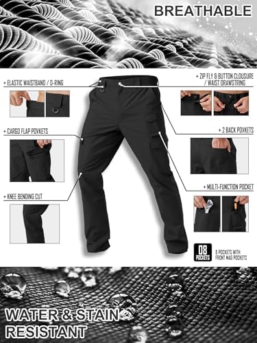 Men's Cargo Work Pants Water Resistant Tactical Pants 29"/31"/33" Lightweight Hiking Ripstop Pants Outdoor Apparel