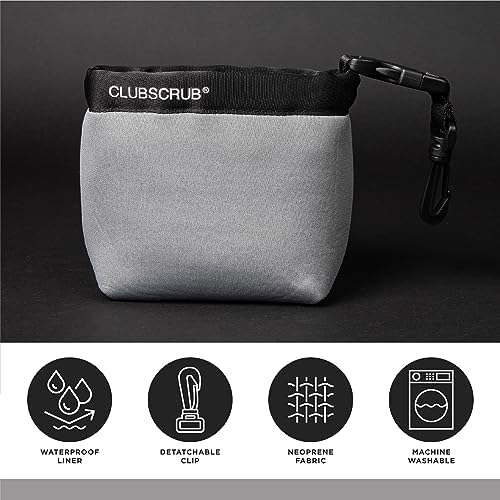 Golf Club and Golf Ball Cleaning Bag, Waterproof Clean Face Technology Liner, Detachable Clip, Machine Washable, Cleans Club Grooves, Dry Exterior (Neoprene or Microfiber Option Available)