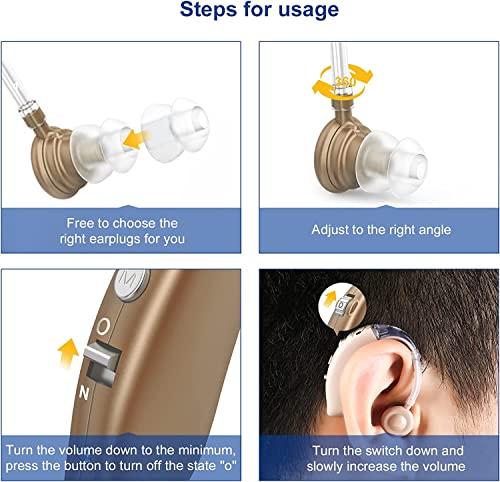 Rechargeable Hearing Aids For Seniors With Noise Cancelling and Volume Control Digital Hearing Amplifiers For Adults With Hearing Hearing Loss BTE Hearing Aids sound amplifiers for seniors