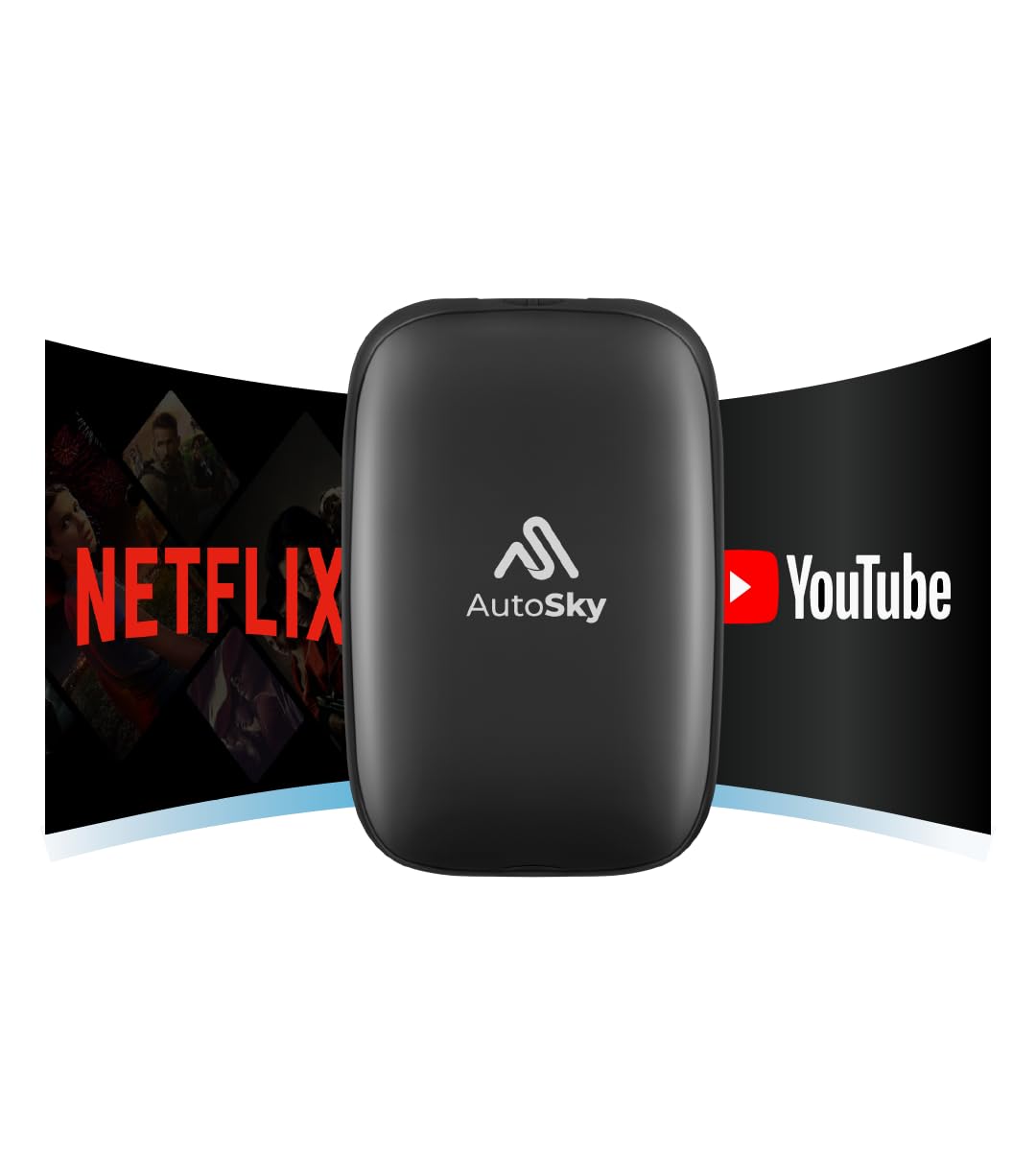 AutoSky Ai Box Lite Air - Streaming on the Go, Netflix and Youtube in your car. Convert Your Wired CarPlay into Wireless CarPlay or Android Auto. HotSpot Required for Streaming. Wired CarPlay Required