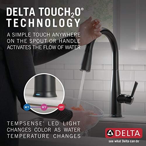 Delta 9113T-BL-DST Essa Kitchen Faucet, Touch2O, Matte Black