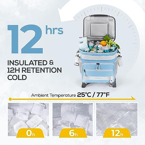 TOURIT Collapsible 48-Can Leak-Proof Insulated Rolling Cooler with All-Terrain Cart, Upgraded Fixtures and New Wheels Suitable for Beach, Picnic, Shopping