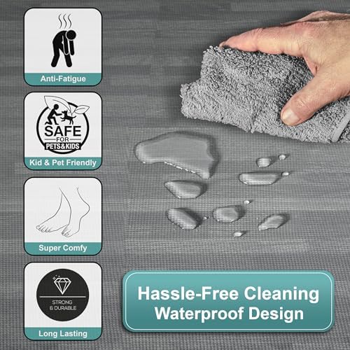 Sorbus 48Sq. Ft. Wood Grain Floor Tiles Foam Mat EVA Interlocking Mats Tile 3/8-Inch Thick Flooring Wood Puzzle Exercise Mats w/Borders - Home Playroom Basement, Apartment, Trade Show, Baby, Dance